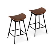 costway juego de 2 taburetes de bar con asiento acolchado y curvado reposapies sin respaldo para cocina comedor 43 x 45 x 715 cm marron