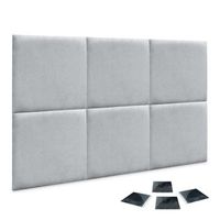 dhome juego de 6 paneles tapizados de tela autoadhesivos para pared acusticos absorbentes proteccion impactos cabeceros gris claro 60x60cm x6