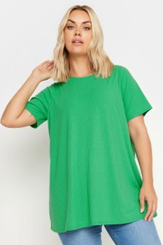Yours Camiseta Canalé Verde Manzana, Mujer Curvy Y Tallas Grandes, Yours
