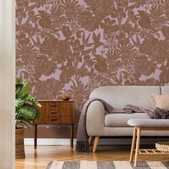 Fresco panorámico grandes flores 280x300cm