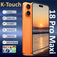 k-touch ifone 18 pro maxi telefono movil inteligente con desbloqueo facial android pantalla de 73 pulgadas camara de 1648mp 5g doble tarjeta sim doble modo de espera bateria de 7800 mah