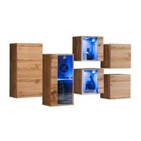 conjunto de muebles de sala switch sbiv diseno color roble sistema led integrado