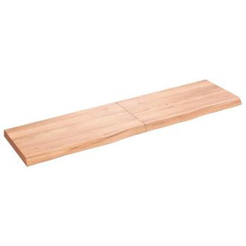 Encimera Baño Madera Maciza Tratada Marrón Claro 120x30x(2-4)cm Vidaxl