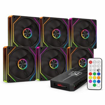 Progaming LJ8 Reverse Blade Kit 6 Ventiladores 120mm ARGB PWM Para Caja PC, Iluminación ARGB, Alto Airflow, Hydraulic Bearing