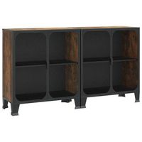 armarios de almacenaje 2 uds metal y mdf marron rustico vidaxl