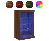 vidaxl aparador con luces led roble marron 605x37x100 cm