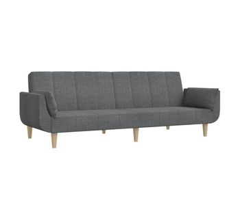 Vidaxl sofá cama de 2 plazas con dos almohadas tela gris claro