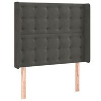 cabecero cama mueble de dormitorio con led de terciopelo oscuro 83 x 16 x 118128 cm gris m020008913