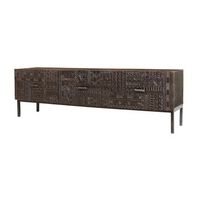 mueble tv en madera de mango y patas de metal nogal oscuro