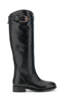 botas altas de piel con hebilla dorada black 36