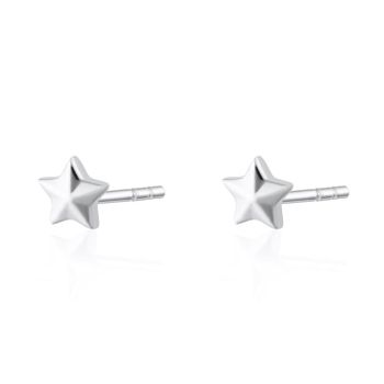 Silver Faceted Star Stud Earrings