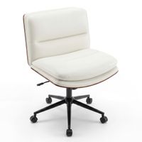 costway silla de escritorio ergonomica silla de oficina sin brazos con altura ajustable de 85-93 cm respaldo reclinable y asiento acolchados blanco
