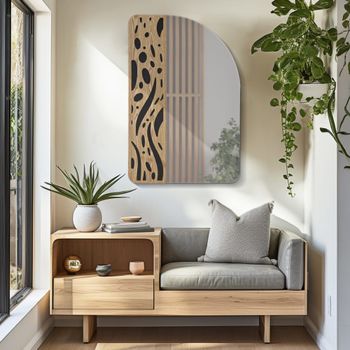 Espejo de pared de madera marrón y negra 60x1x90 cm