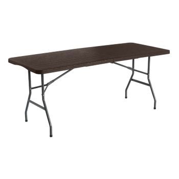 Mesa Plegable Portátil Resina 180cm Marrón Efecto Madera 7house