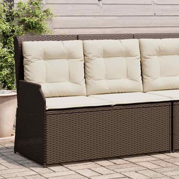Sillón Reclinable De Jardín | Silla De Exterior Con Cojines Ratán Sintético Marrón Cfw927019