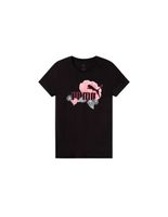 camiseta puma essentials floreal big log mujer negro