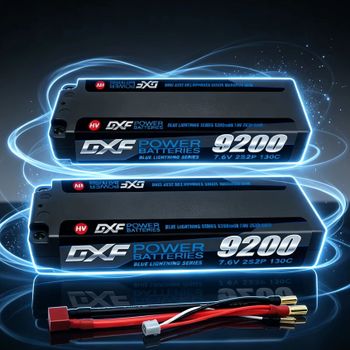 Batería Lipo 2S de 9200mAh, 7.6V, 130C, con Conector T/Deans de 5mm, Carcasa Rígida para Coche RC, Barco, Camión, UAV, Carreras