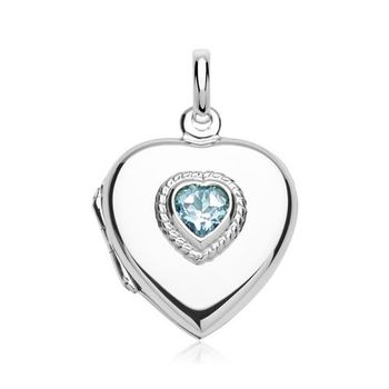 Medallón moderno en forma de corazón topacio azul