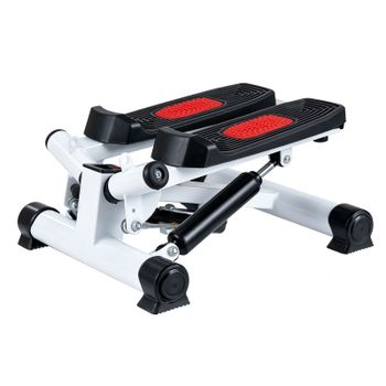 Costway Máquina de Steps con Pedal Regulable Hidráulico Bandas de Resistencia Monitor Electrónico Capacidad 75 kg Negro Blanco Rojo 37 x 39,5 x 23,5 cm
