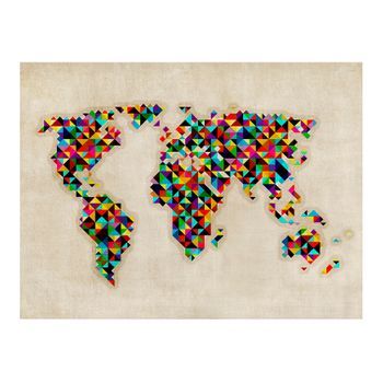 Papel Pintado 3d - World Map - A Kaleidoscope Of Colors (350x270 Cm)