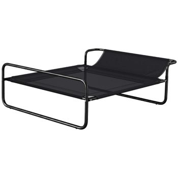 PawHut Cama Elevada para Perros Refrescante y Transpirable 91x69x29 cm Malla de Textilene Reposacabezas Inclinado Negro