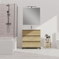 conjunto de bano wink  90 cm nature  tres cajones  lavabo empotrado  mueble montado  no incluye espejo  alday
