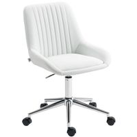 homcom silla de oficina sin reposabrazos silla de oficina con altura regulable 52x58x80-90cm blanco   aosom espana