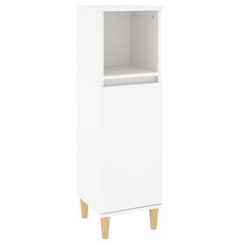 Armario De Baño | Mueble Baño Madera Contrachapada Blanco 30x30x100 Cm