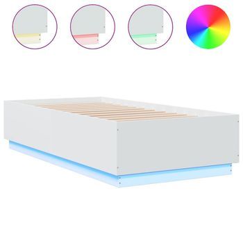 Estructura De Cama Con Led Madera Ingeniería Blanco 90x190 Cm Vidaxl