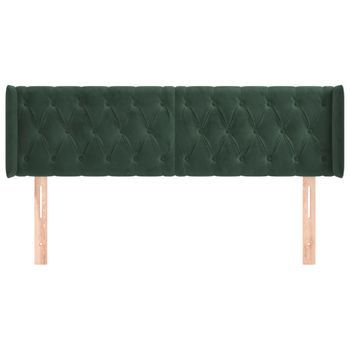 Cabecero Cama Mueble De Dormitorio De Terciopelo Verde Oscuro 163 X 16 X 78/88 Cm Verde M02_0008578