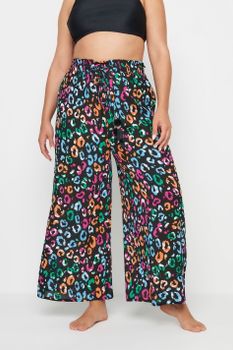 Yours Pantalón Playero Arcoíris Estampado Leopardo, Mujer Curvy Y Tallas Grandes, Yours