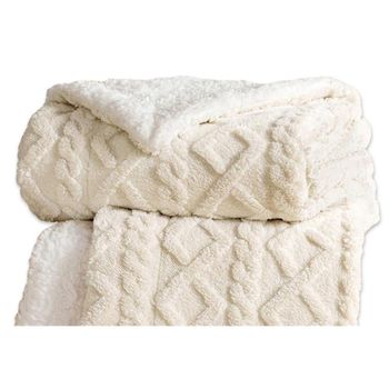 Almeritex Manta Sofa de Borrego, Manta Doble Cara Franela y Sherpa, 100% Poliester, Suave y Caliente para Invierno, 130x160 160x220 220x240