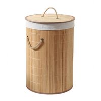 cesta de ropa redonda de bambu 60l h50 cm - ysa