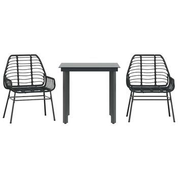 Muebles De Jardín 3 Uds Ratán Sintético Vidrio Negro Cfw912089