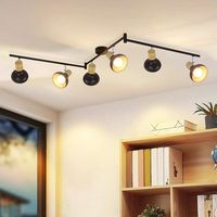 nettlife foco de techo vintage e14 interior orientable 350 negro giratorio 350 industrial 6 llamas redondas