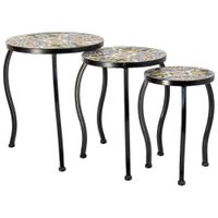 soporte set 3 pzas de mosaico y forja negro