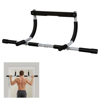 HOMCOM Barra de tracción para Puertas Marco de Acero Antideslizante para Entrenamiento y Fitness en Casa Gris   Aosom España
