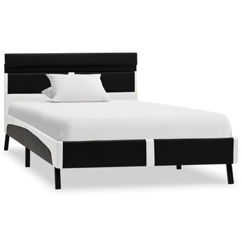 Cama Individual | Estructura Cama Led Sin Colchón Cuero Sintético Negro 90x200 Cm Cfw85594