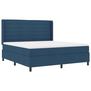 Cama Box Spring Led Con Colchón Azul 180 X 200 Cm Tela Vidaxl