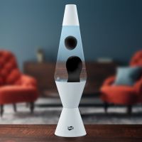 vintage blob lamp - gloss white base - blackclear