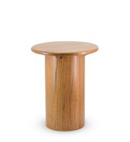 mesa auxiliar pata cilindrica madera beige d 45 cm