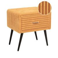 mesa de noche tapizada de pana 1 cajon dormitorio naranja flayat
