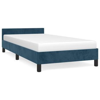 Estructura De Cama Sin Colchón Terciopelo Azul Oscuro 80x200 Cm Vidaxl