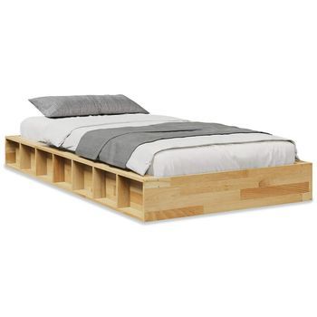 Estructura De Cama Sin Colchón 80x200 Cm Madera Maciza Roble Vidaxl