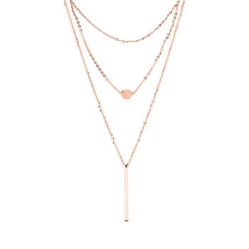 Cadena de acero inoxidable chapado en oro rosa, tres filas