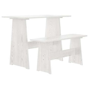 Mesa De Comedor Con Banco Reine Madera Maciza De Pino Blanco Vidaxl