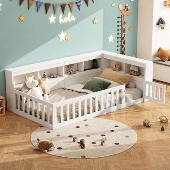 Cama De Día 90x200 Cm Blanco Con Almacenamiento Y Puertos Usb