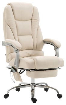 Silla de oficina giratoria regulable en tela crema