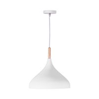 bel air home - lampara colgante baviera - 1xe-27 bombilla no incluida - diametro 30 cm de metal y madera - altura ajustable blanco