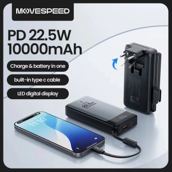 VELOCIDADDEMOTILIDAD MSP17-EU PD22.5W 38.5Wh 10000mAh Banco de energía plegable con cable integrado Type-C,pantalla inte
